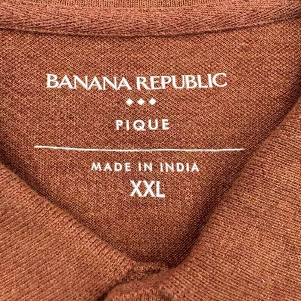 Banana Republic Polo Shirt XXL Pique Cotton Rust Preppy Normcore Classic Casual